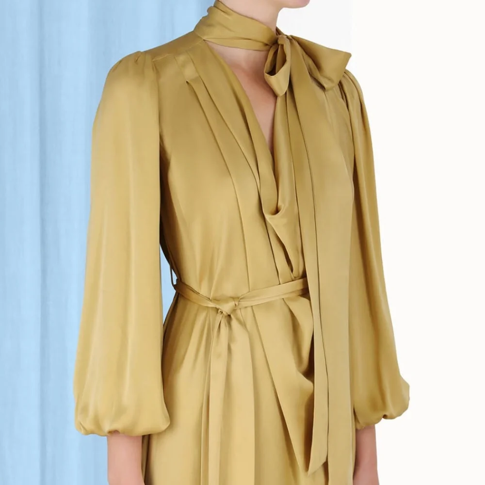ZIMMERMANN Silk Billow Midi Dress - Gold - Picture 8 of 10